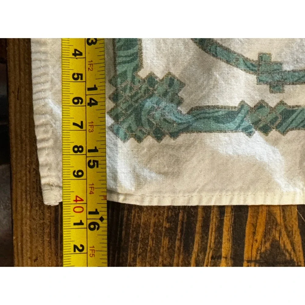 Vintage Christian Dior Tablecloth 60x96 White Green Rectangular Cotton France